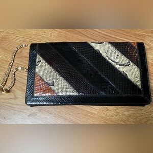 Vintage Bags by Varon Snakeskin Patchwork Clutch Shoulder Bag 70s 80s Boho. EUC